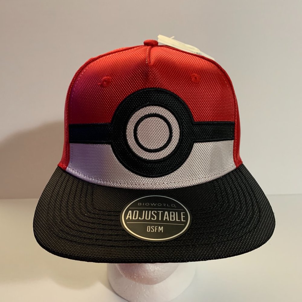 Bioworld Hat Pokemon Pokeball Adjustable Snapback Cosplay Costume Halloween Cap
